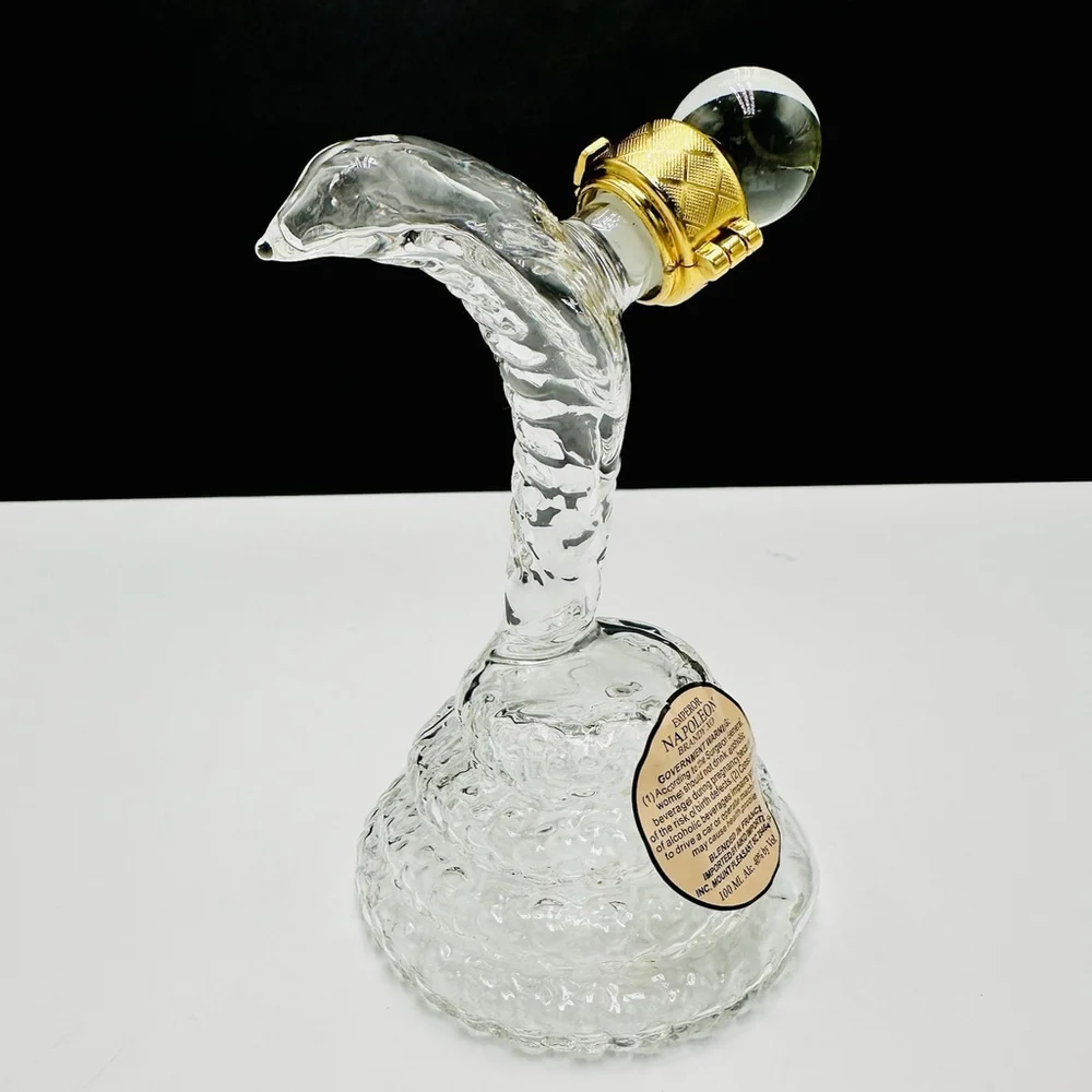 Emperor Napoleon Brandy XO Clear Glass Empty Snake/Cobra Shape Bottle